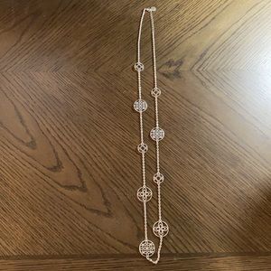 Silver Tone Long Station Necklace
